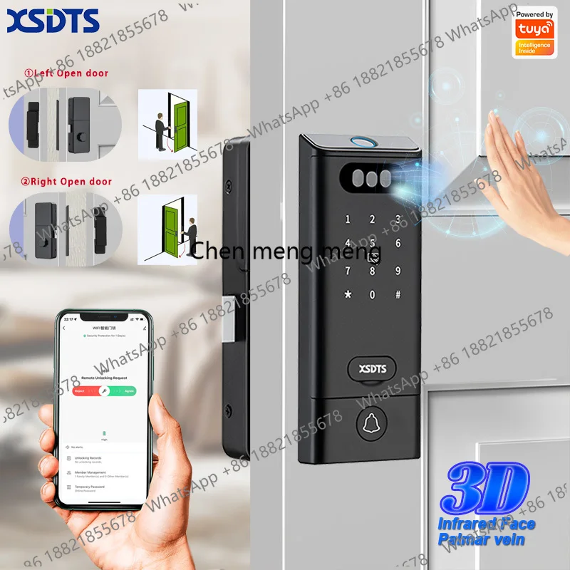 

XSDTS 3D Face Recognition Palmar vein Smart Door Lock Tuya APP Biometric Electronic Fingerprint Key Unlock Office Door