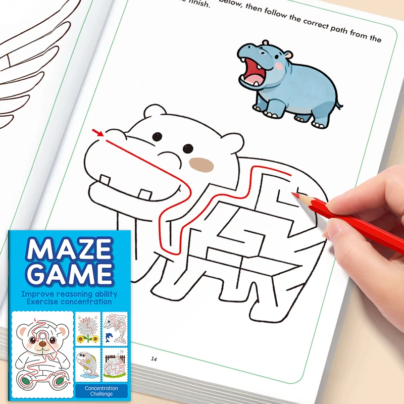 32 Pages of Colorful Maze Patterns Children's Fun Maze Drawing Book Activity Book, Improving Pen Control Logical Thinking
