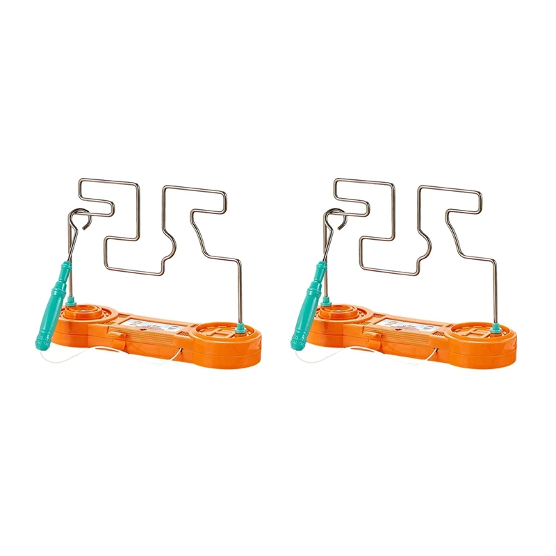 2X Bump Maze Toy Electric Dont Buzz The Wire Game Classic Tabletop Puzzle Game Retro Toys For Family Gathering, Orange