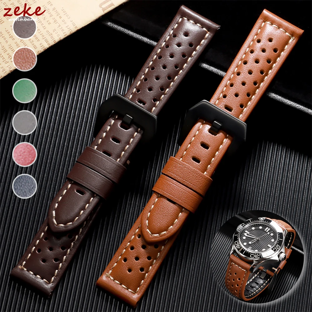 Handgefertigte Uhrenarmbänder aus echtem Leder, 20 mm, 18/22/24/26 mm, für Panerai für Omega, weiche Herren, Vintage, atmungsaktives Rindsleder-Armband, Gürtel