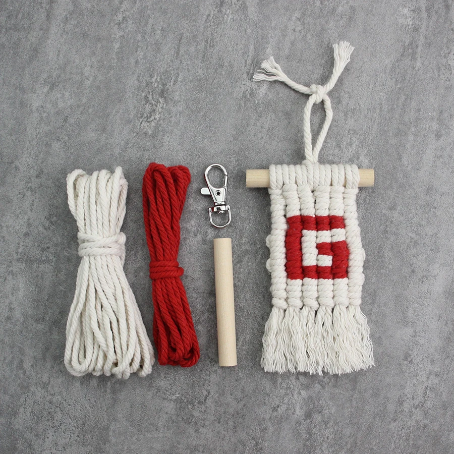 DIY Alphabet Pendant Macrame Kit With Tutorial For Beginner Handmade Knitting Alphabet Small Tapestry DIY Art Wall Decor Craft