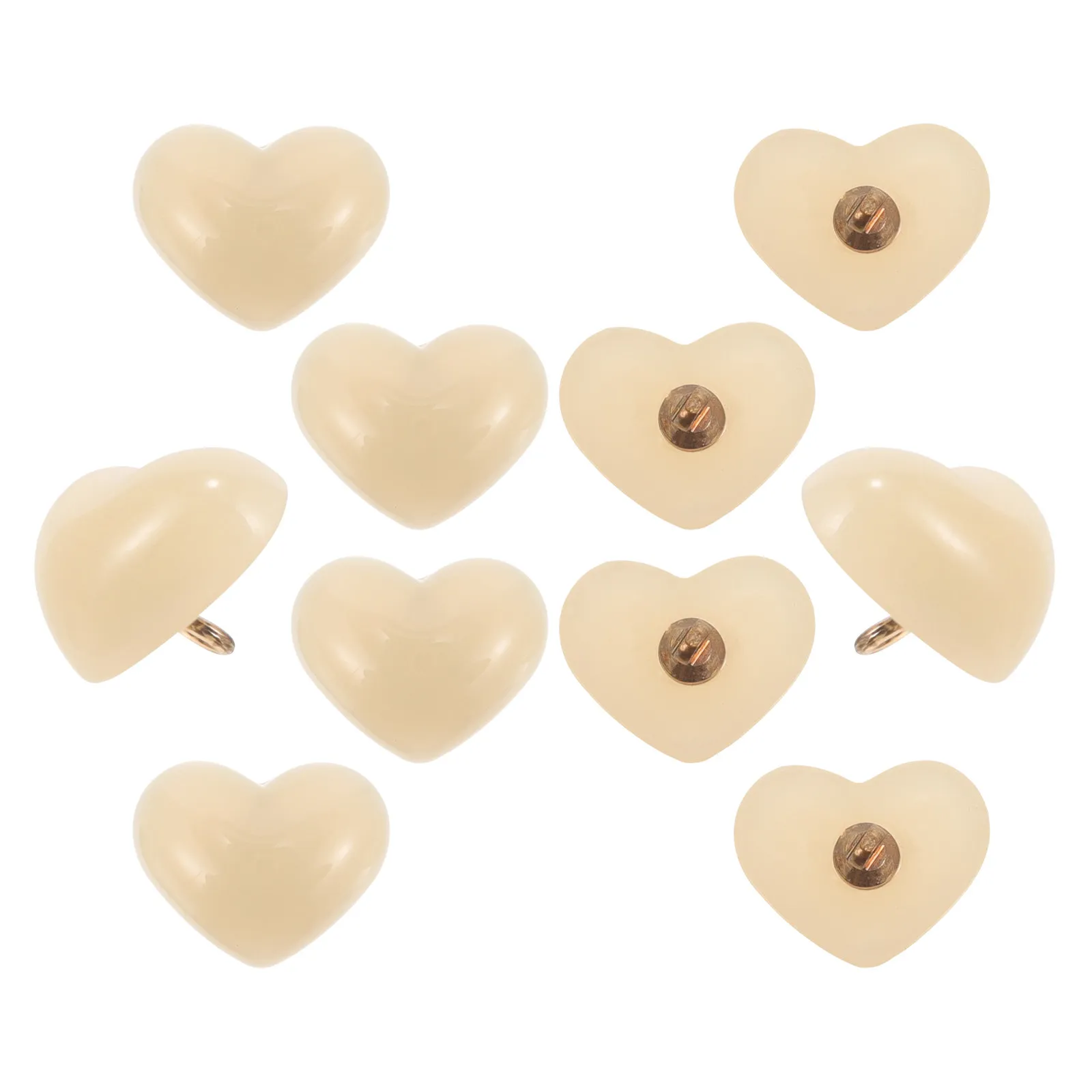 10Pcs Heart Shaped Buttons Rust Resistant Smooth Finish DIY Sewing Buttons for Clothing Craft Dress Jacket Coat Uniform Decor