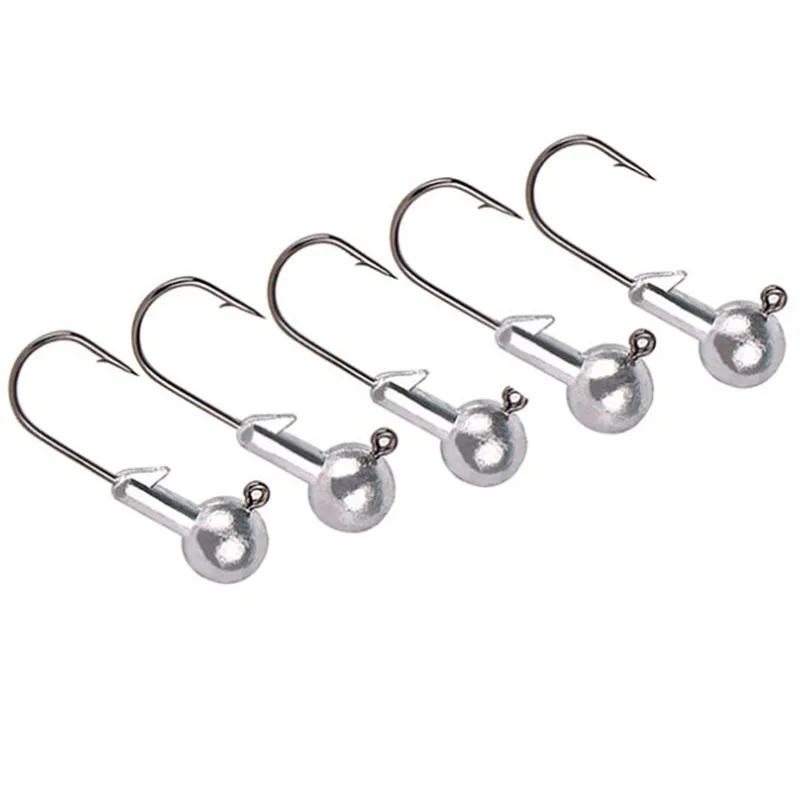 5Pcs/bag 1.8g Fshing Hook Round Lead Head Barbed Single Hooks Bass Hard Metal Jigs Fishing Tackles Fishing Lures