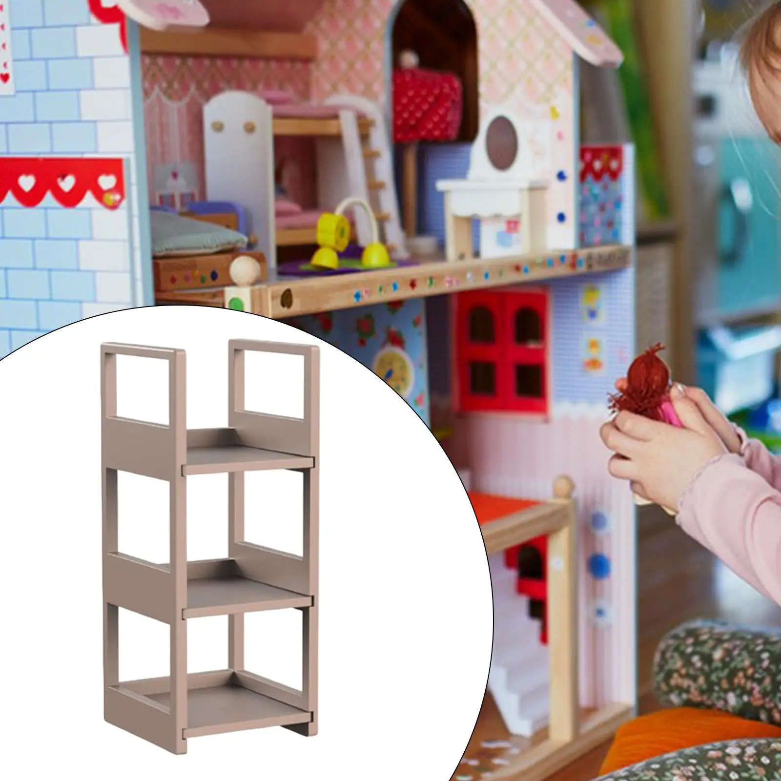 1:12 Scale Dollshouse Bookcase Kids Pretend Play Toy for Micro Landscape