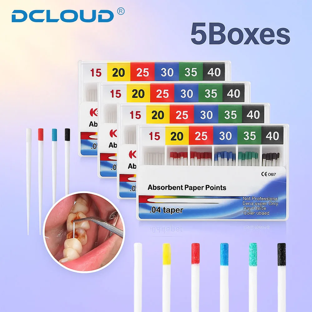 

5 Boxes Dental Absorbent Paper Points Sterile Absorbing Paper Tips Taper 02 04 06 F1 F2 F3 Pure Cotton Paper Dentistry Materials