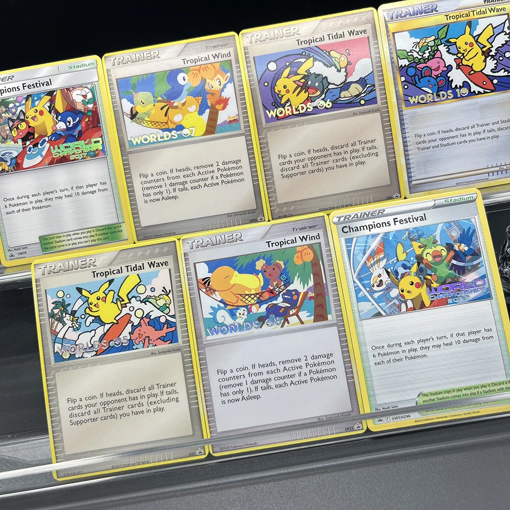 1PCS/7PCS DIY PTCG 포켓 컬렉션 카드 시리즈 영어 버전 귀여운 피츄 희귀 자작 세트 클래식 게임 애니메이션 카드 선물