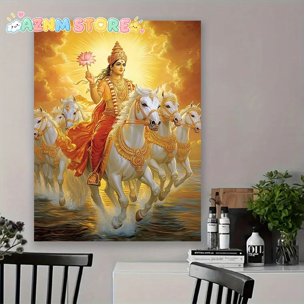 Surya, the Sun God Canvas Art - 12x16