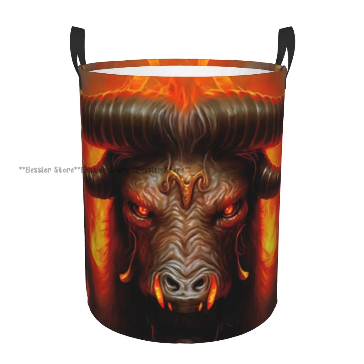 Dirty Laundry Basket Fantasy Bull With Horns Folding Clothing Storage Bucket Home Waterproof Organizer