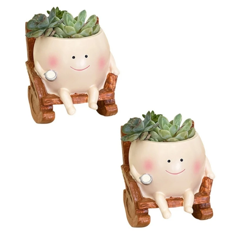  Resin Rocking Chair Fleshy Plant Flower Pot for Home Green Plant Potted Plant Personality Creative Resin Ornaments Home