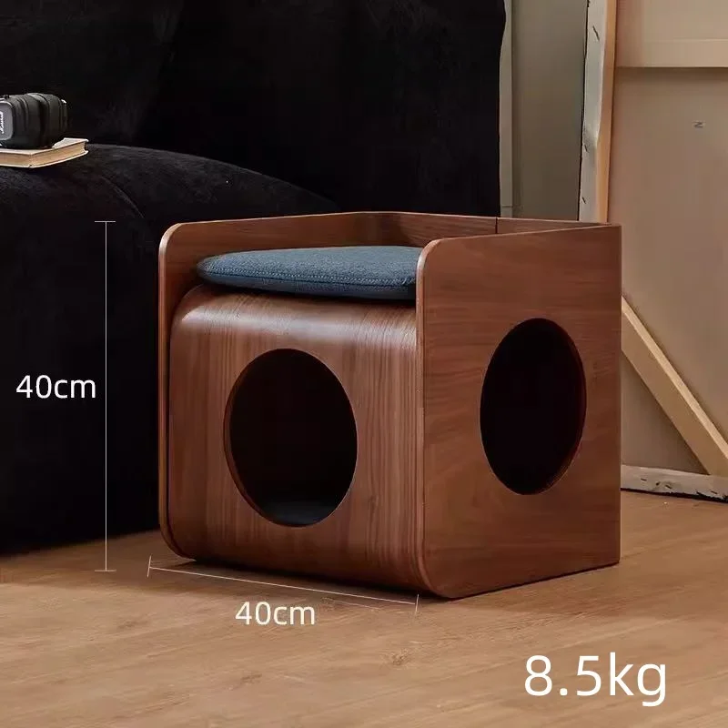 Table d'appoint décorative polyvalente en bois naturel pour chats, meubles pour animaux de compagnie, maison de diversification, condo, table de chevet, chaton, 2 en 1