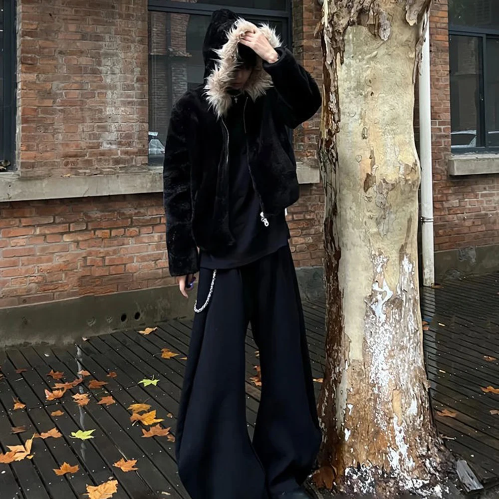 Korean Mens High Quality Fashion Y2k Hooded Jacket Autumn And Winter New High Street Trend Thick Warm Casual Coat Jacket Men