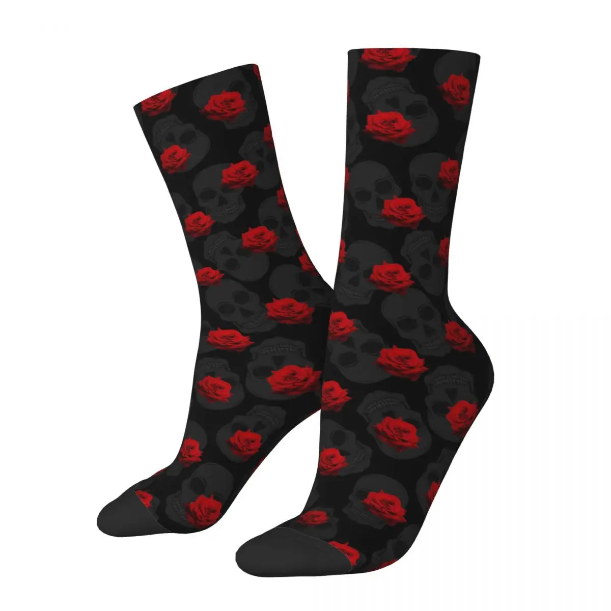 

Winter Warm Casual Men's Women's Skulls And Roses Socks Non-slip Basketball Socks