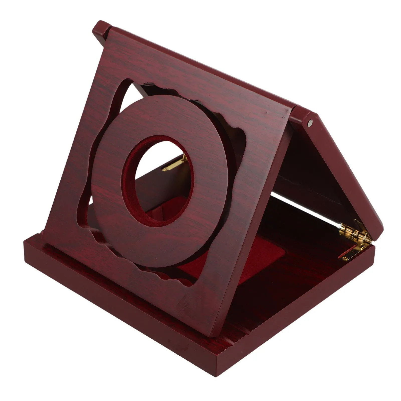 Coin Organizer Wooden Presentation Box Display Case for Medals Crafts Hinged Flip Lid 4.5cm Hole Collector Coin