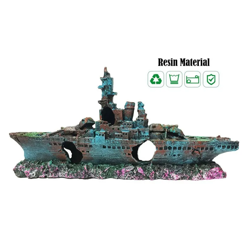 Aquarium Decorations Fish Tank Landscape Pirate Ship Wreck Ship Resin Boat Aquarium Accessories Home Decorations Gifts