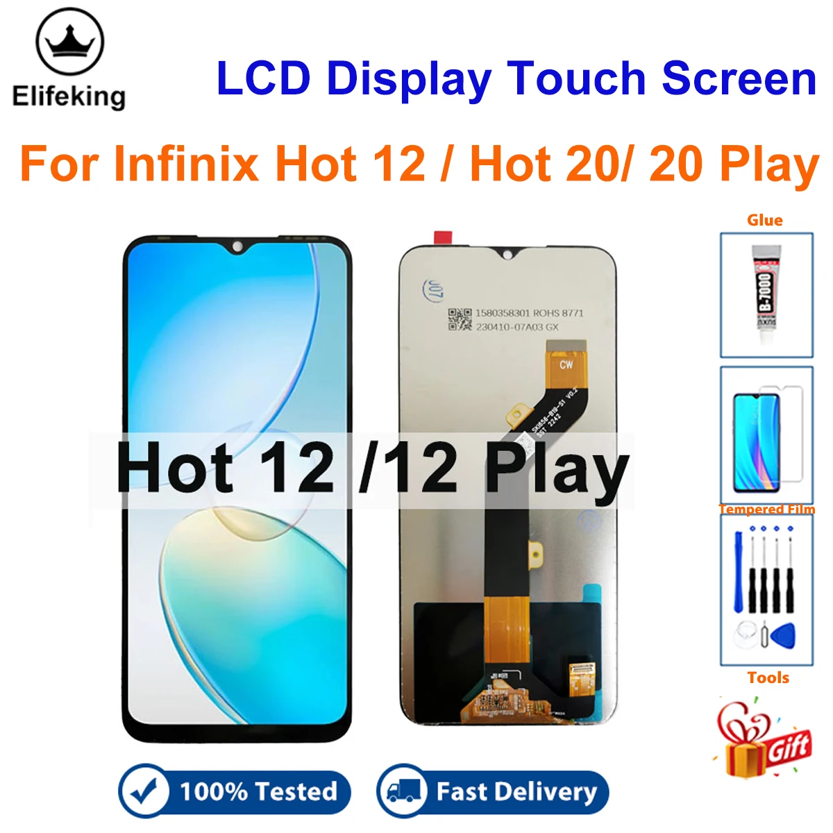 LCD for Infinix Hot 12 Play X6816 Touch Screen Display Replacement for Infinix Hot 20 Play/ 30 Play/ Tecno Pova Neo 2/ Pova 4