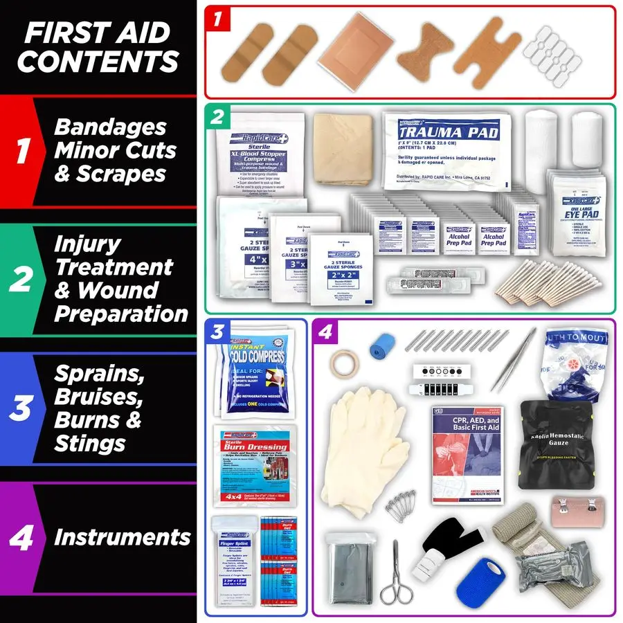 Kit di pronto soccorso, kit traumatico per 100 persone, 217 pezzi, conforme ANSI 2021, supera le standard OSHA, pronto per traumi AB2660, per workplac