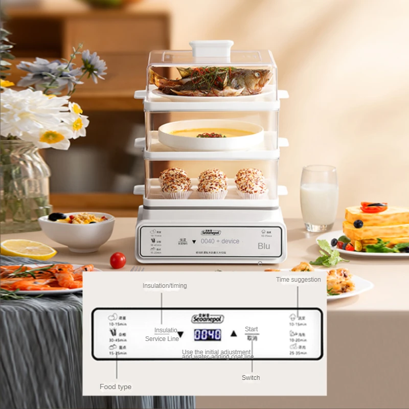 Nồi Hấp Điện Đa Chức Năng Hộ Gia Đình Ba Lớp Nấu Ăn Và Hầm Tích Hợp Hộp Ăn Sáng Máy