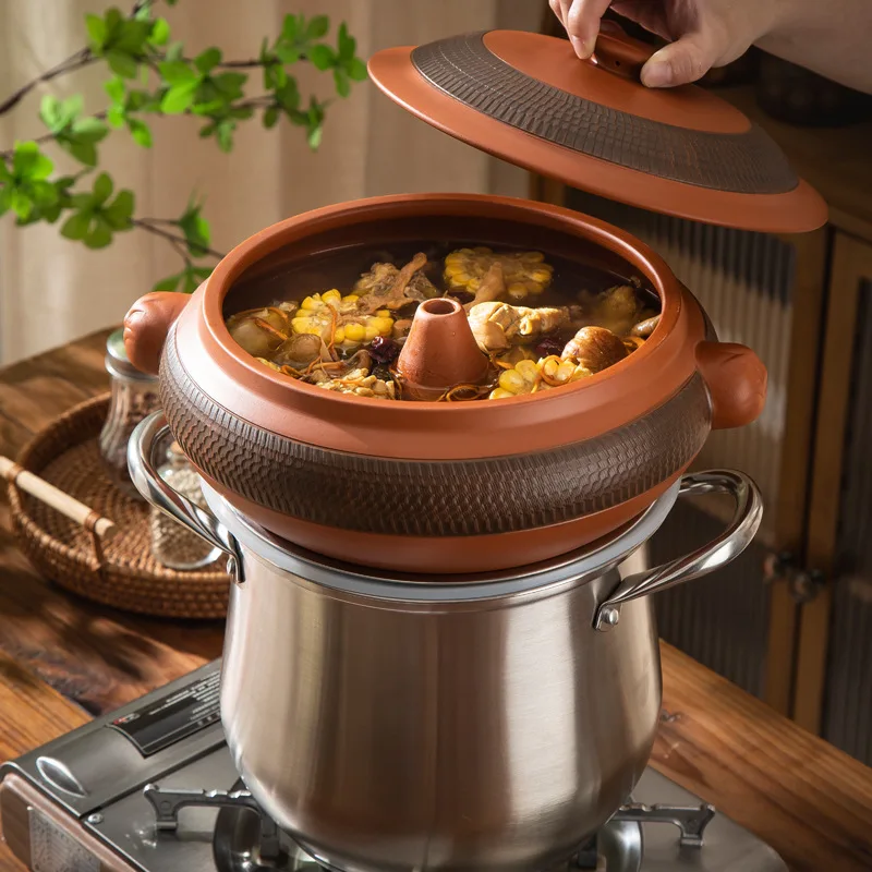 Steam pot Steam casserole pot Chicken Household  pot Ceramic steamer Non-purple pottery sand