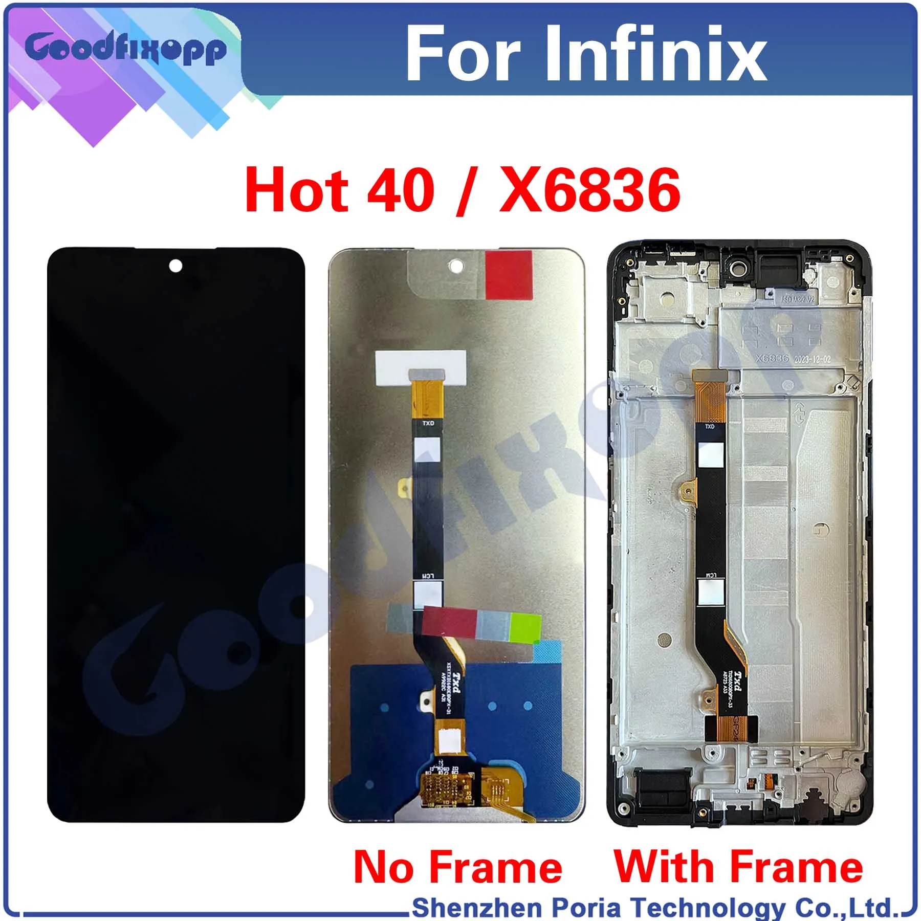 100% Test For Infinix Hot 40 X6836 Hot40 LCD Display Touch Screen Digitizer Assembly Repair Parts Replacement