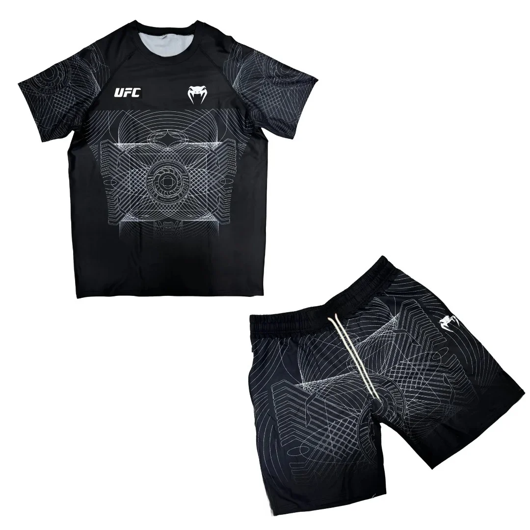 

2026 Новый комплект UFC MMA Fighting с короткими рукавами, спортивный быстросохнущий тренировочный костюм, комплект Muay Thai Fighting Sanda Fighting с короткими рукавами