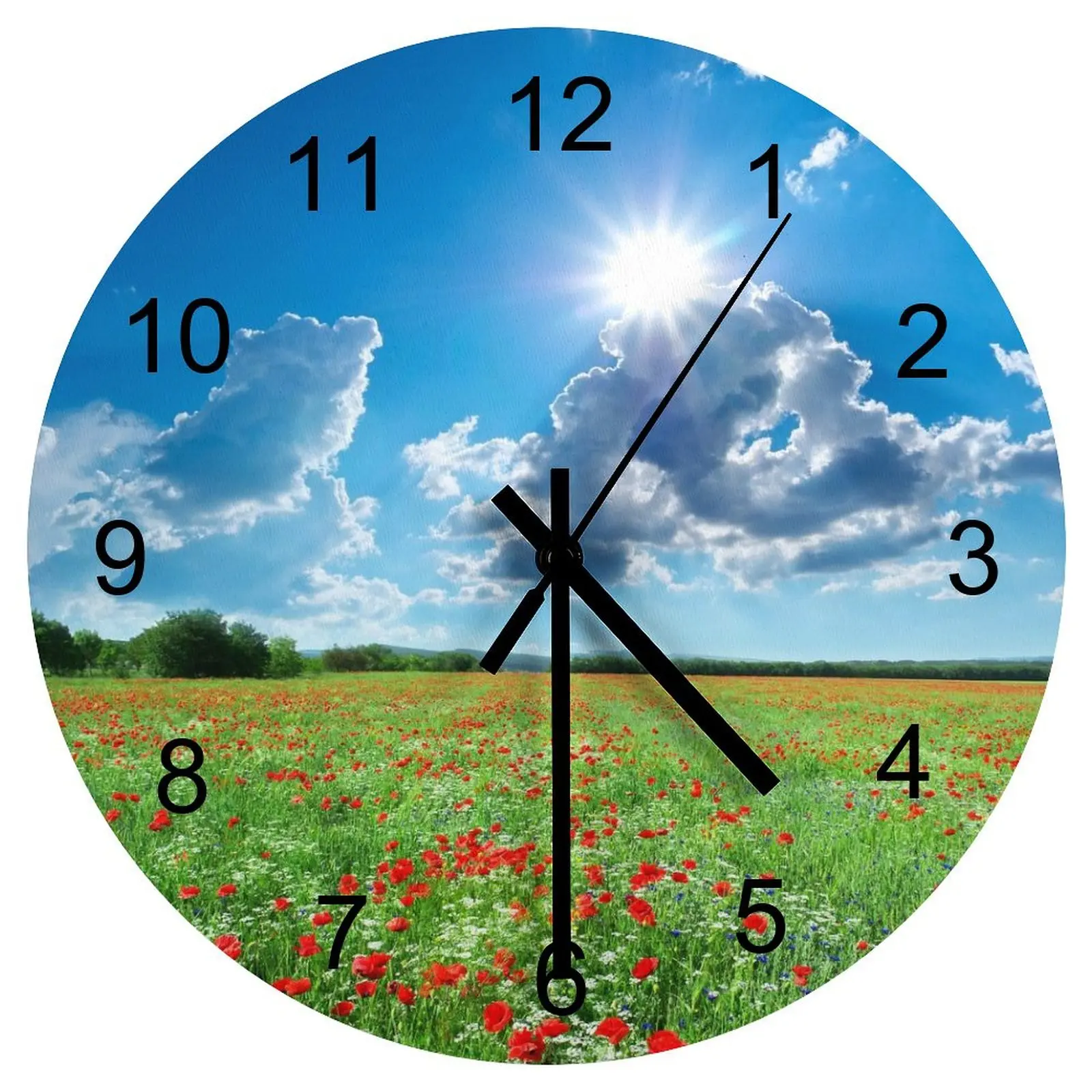 

Dining Room Wall Clock Splendid nature Clocks 12 inch Silent Fashion Round Durable Easy Assemble Rustic