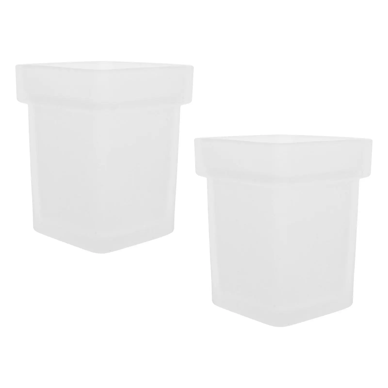 

2pcs Glass Toilet Brush Cup Frosted Square Design Stain Resistant Stable Base For Bathroom Cleaning Tool Holder Storage Bowl