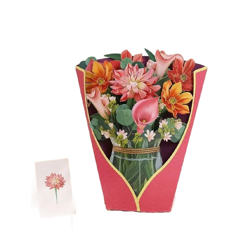 -Tarjetas, Dear Dahlia, tarjetas de felicitación emergentes 3D con ramo de flores para siempre de tamaño natural de 13,8 pulgadas con nota, mano de obra fina