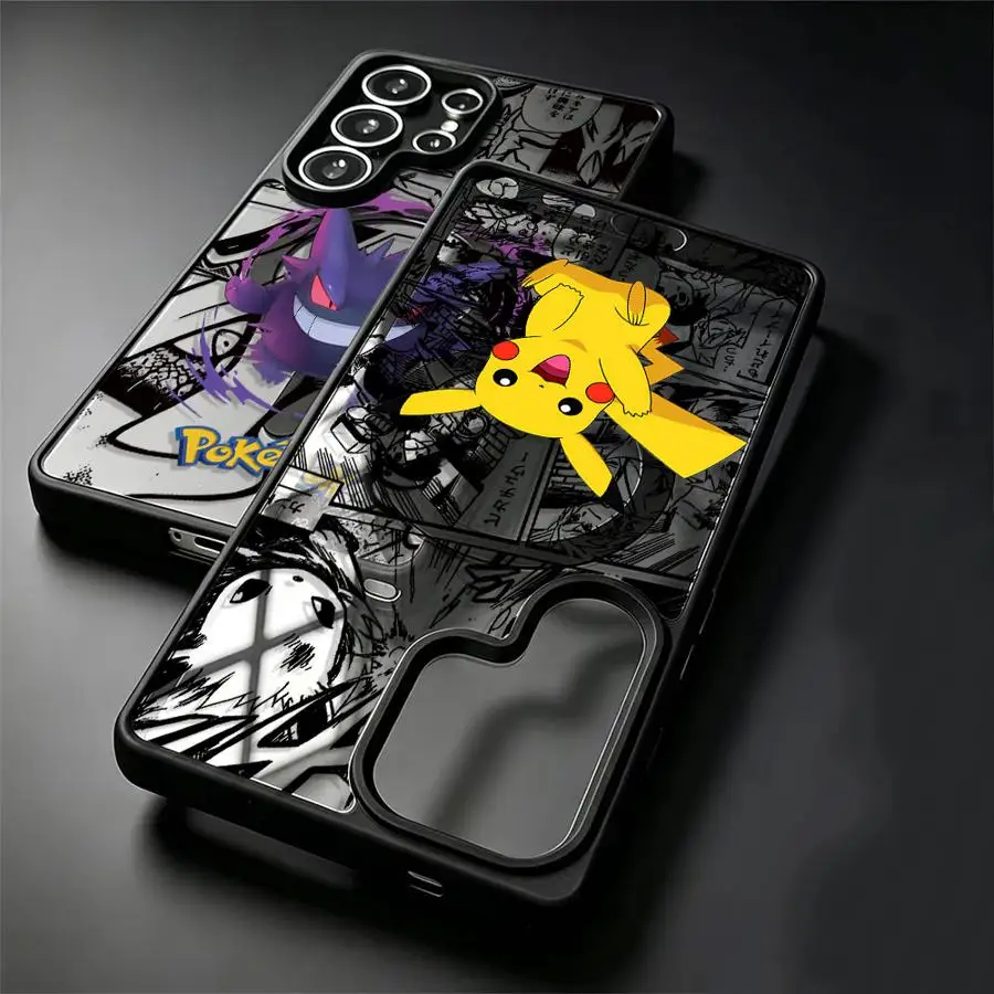 Cute Pokemon Gengar Pikachu Back Phone Cover Case for Samsung Galaxy S26 Ultra S26+ S23+ S22+ S24+ S25 Plus S25+ S23 S24