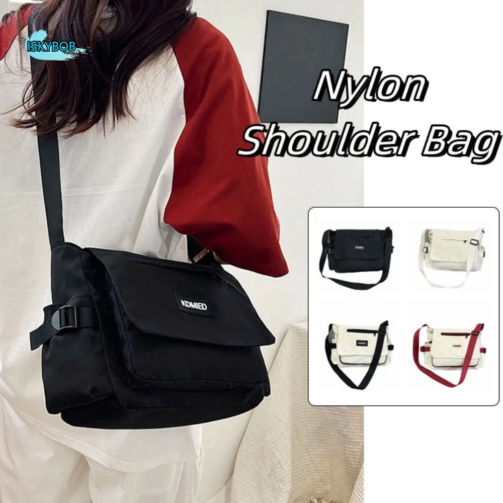

Large-capacity Student Messenger Bag Harajuku Patchwork Color Canvas Crossbody Bags Versatile Letter Print Nylon Shoulder Bag