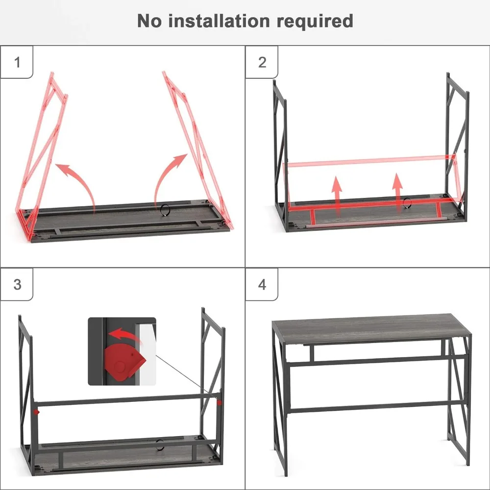 Mesa dobrável para escrever e estudar, mesa de computador para escritório doméstico, sem montagem, mesa dobrável para pequenos espaços