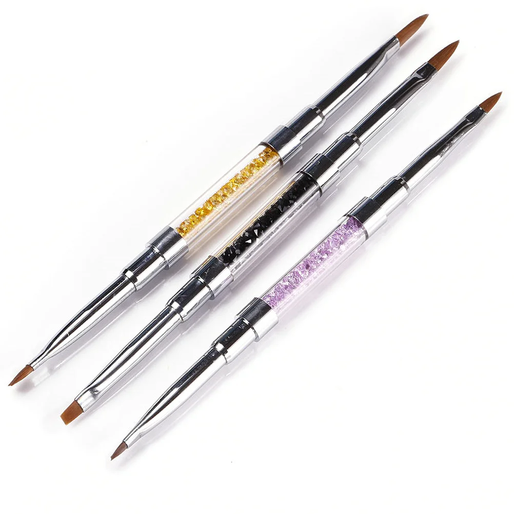 

Art Painting Brush Pen Dual End For Gel Polish Diy Flat Brush Pen False Tip Builder Tool Purple
