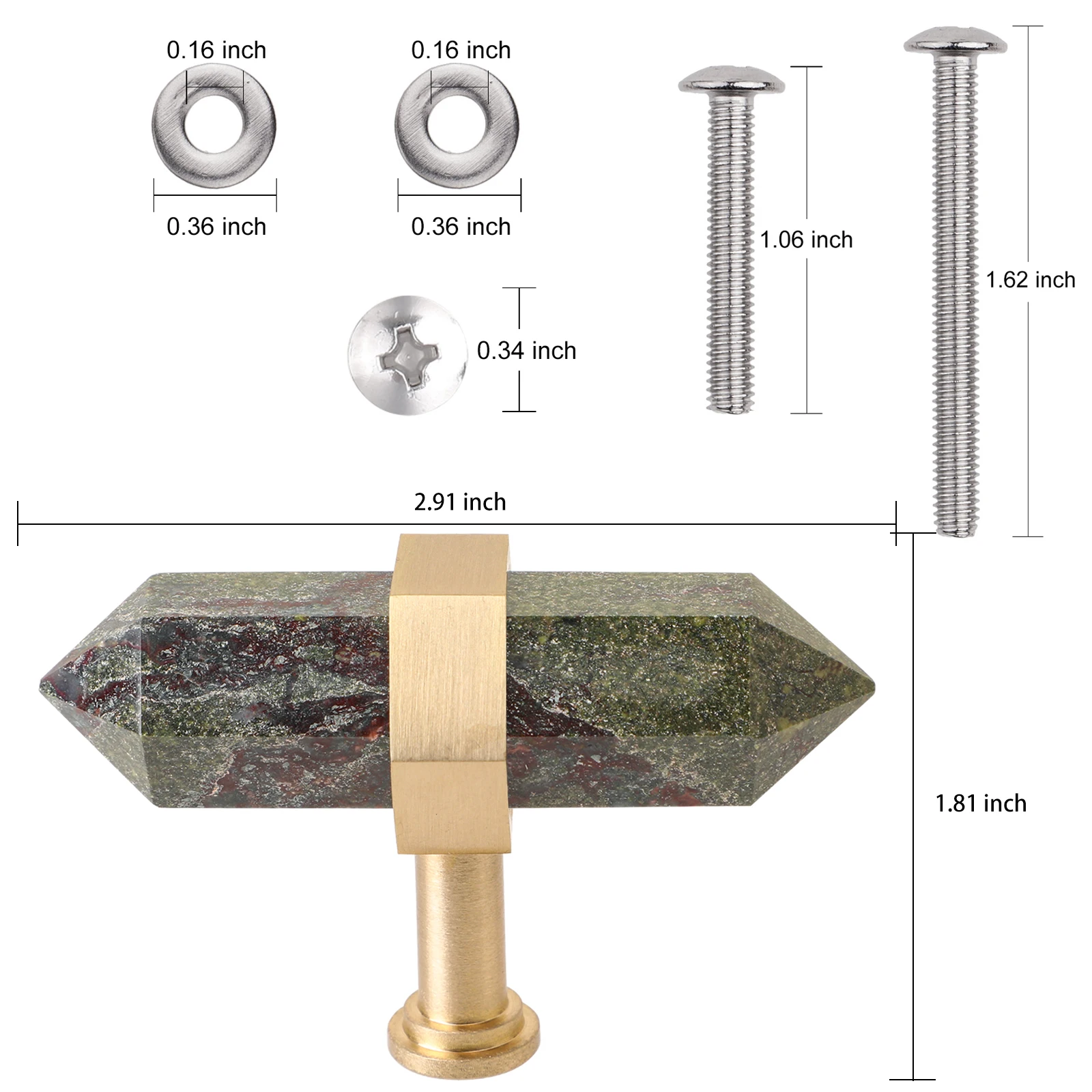 TUMBEELLUWA-Dragon Bloodstone مقابض درج مزدوجة النقاط مع مسامير ، مقبض خزانة ، سحب للتسريحة ، خزانة ، ديكور المطبخ ، 1: