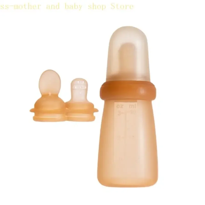 066B Ergonomische Säuglingsernährung Löffel Silikon Squeeze Flasche Spender Praktische Baby Entwöhnungsutensilien