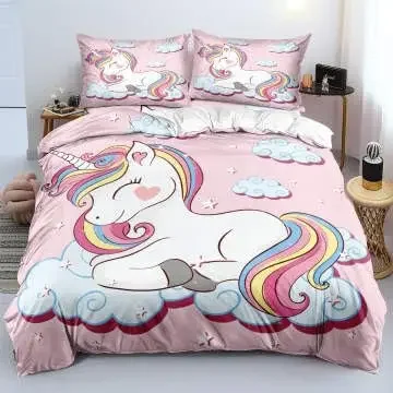 Purple Unicorn Bedding Set, Comforter Set Twin for Teen Girls and Boys,Printed Galaxy Bed Sets with Pillowcases King Queen Size