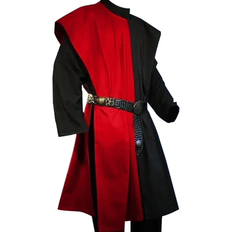 Medieval Costume Mens Larp Warriors Knight Cosplay Tunic Vest Gown Shirt Tabard Coat Adult Halloween Carnival Dress Up Party