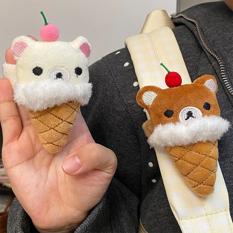 

Cartoon Rilakkuma Plush Backpack Strap Keeper Cute Creativity Ice Cream Bear Schoolbag Retaining Clip Schoolbag Accessories Gift