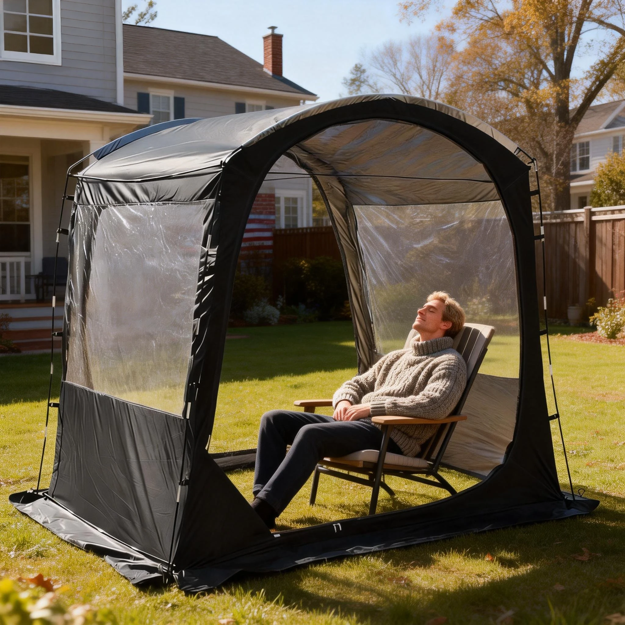 4 Person Transparent Screen House Tent, PVC Camping Tent, Portable Outdoor Shelter for Camping, Picnic, Fishing & Backyard