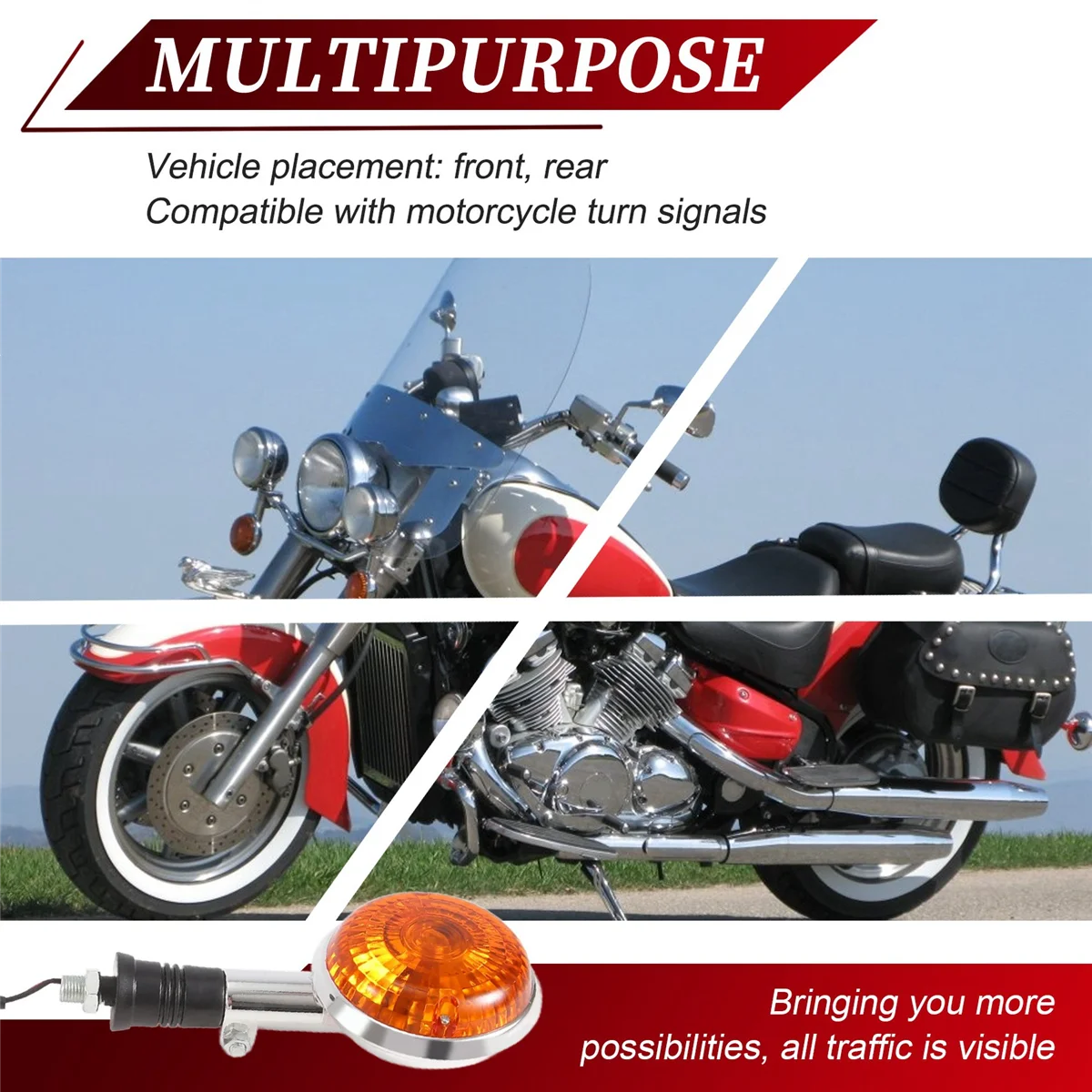 Янтарные круглые указатели поворота для мотоцикла, мигалка, индикаторная линза для Yamaha Road Star Virago V Star 85-99, 2 шт.