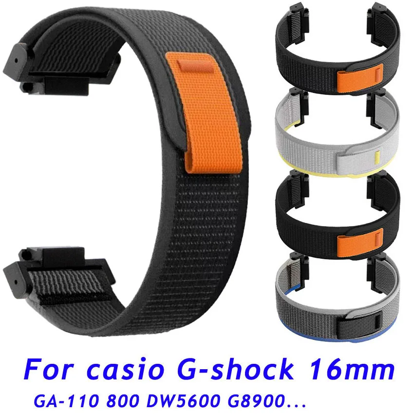 For Casio G-SHOCK GA-110 700 GD100 DW5600 G-5600 GW-M5610 GLS-8900 Watch Band 16mm Sports Nylon Loop Strap Wrist Bracelet Belt