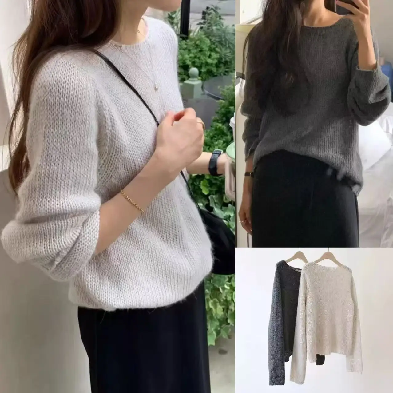 

Свободный длинный свитер Sve round Ne, вязаный цвет Lazy Sle, повседневный удобный женский модный свитер, осень 2025 г.