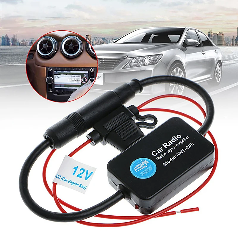 12V Car Antenna Signal Amplifier Set AM FM Radio Signal Anti-interference Enhance Auto Electronic Accessories