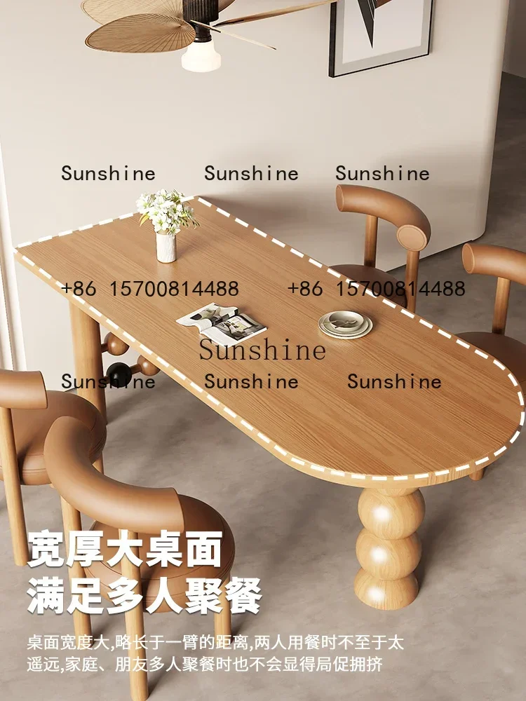 

Обеденный стол и стул из цельного дерева в средневековом стиле, сочетание овальных вечеринок, современный домашний обеденный столR