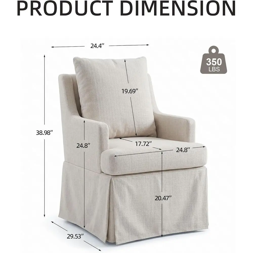 Upholstered Dining Chairs Set o 2, ern Kitchen Chair Dining Room Chair with 4 Casters, Linen Armchair or Bedroom Reading Room Li