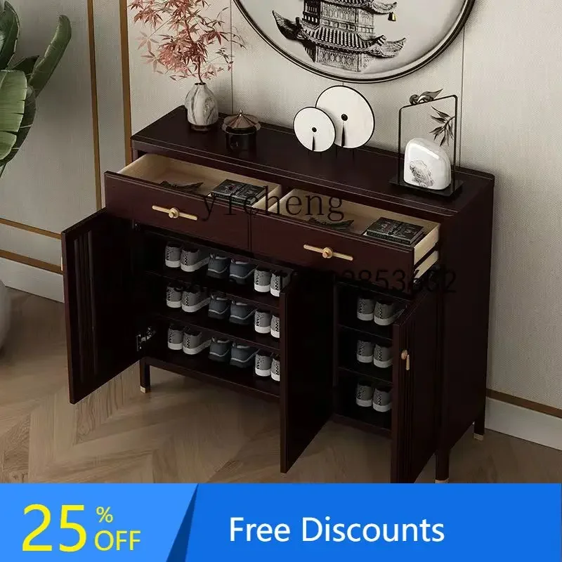 G1  solid wood shoe cabinet enters the home, the door partition is integrated with the wall, large-capacity locker