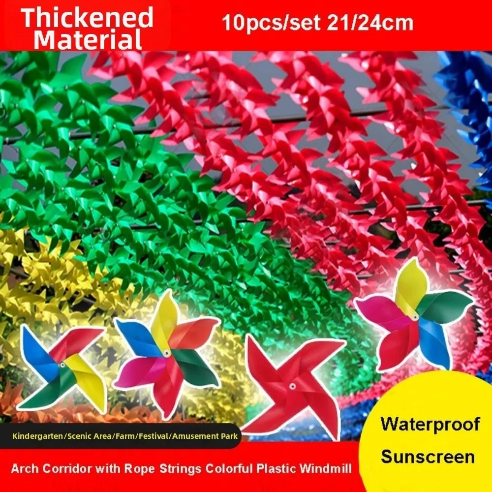 

Набор из 10 шт. с веревочками, разноцветные ветряные мельницы для коридора, однотонные, 4 лепестка, 21/24 см, ручная работа