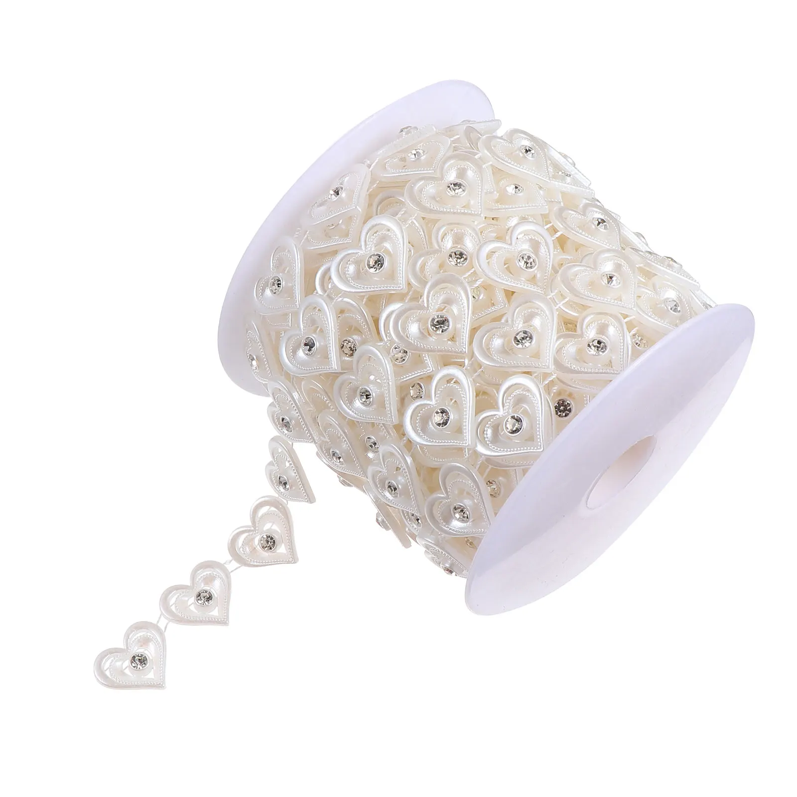 

Pearl Rhinestone Chain DIY Materials Decorative Trim for Sewing Crafts Beige Fabric ABS Safe Durable Wide Applications