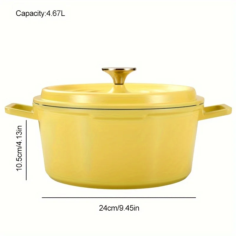 Ceramic Enamel Non-stick Soup Pot  Perfect for  Cooking, Milk Boiling, Dual-handled Stew Pot, Ideal Gift for Soups, Compatible w