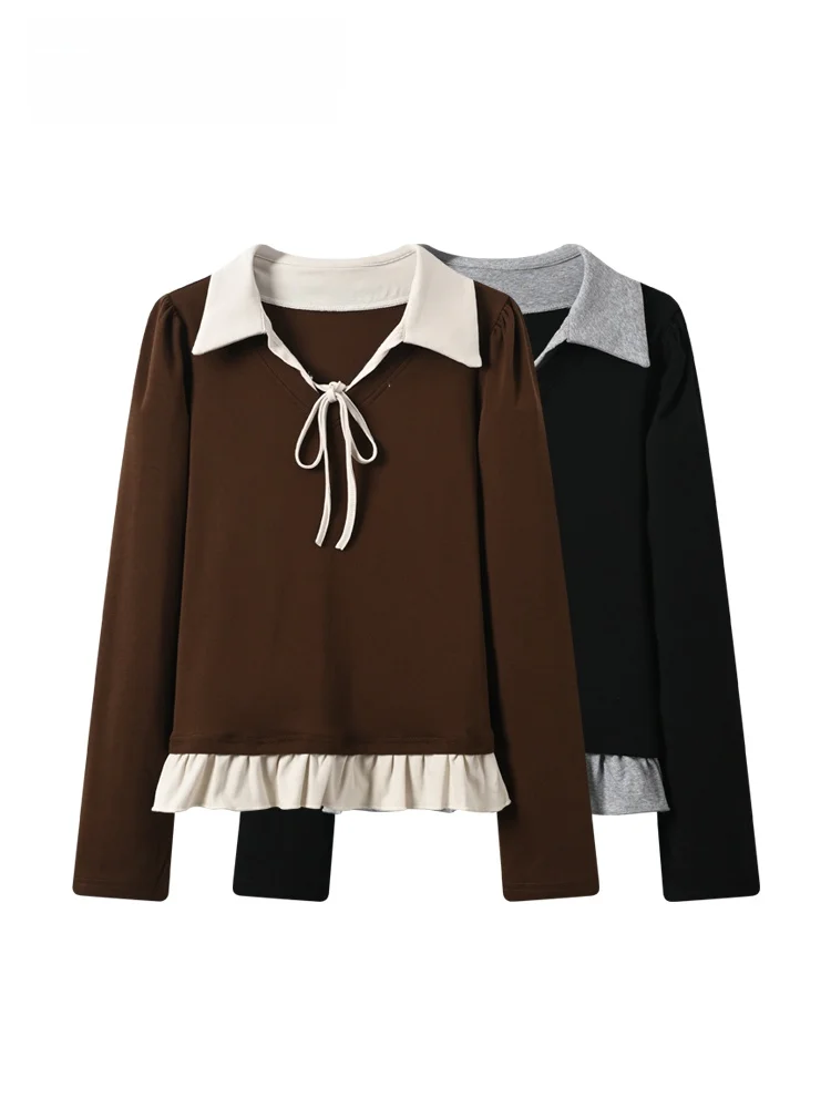 

CaraCLUB plus Size Long Sleeve Knitwear Casual Collared Top for Women Spring New Style Comfortable Loose Fit Cotton Blend