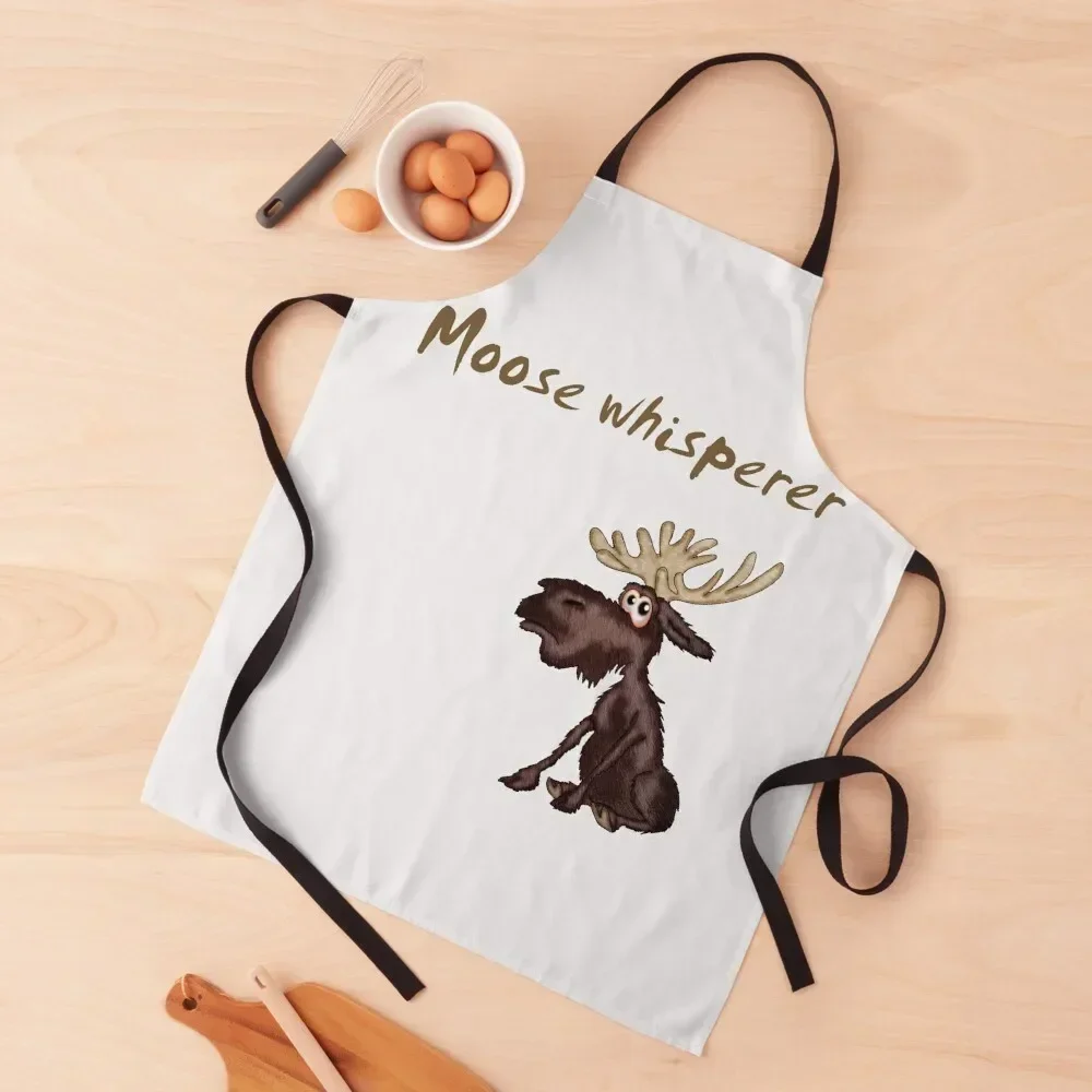 

Moose whisperer Apron Restaurant Kitchen Supplies Bib For Kitchen Chef Accessories Apron