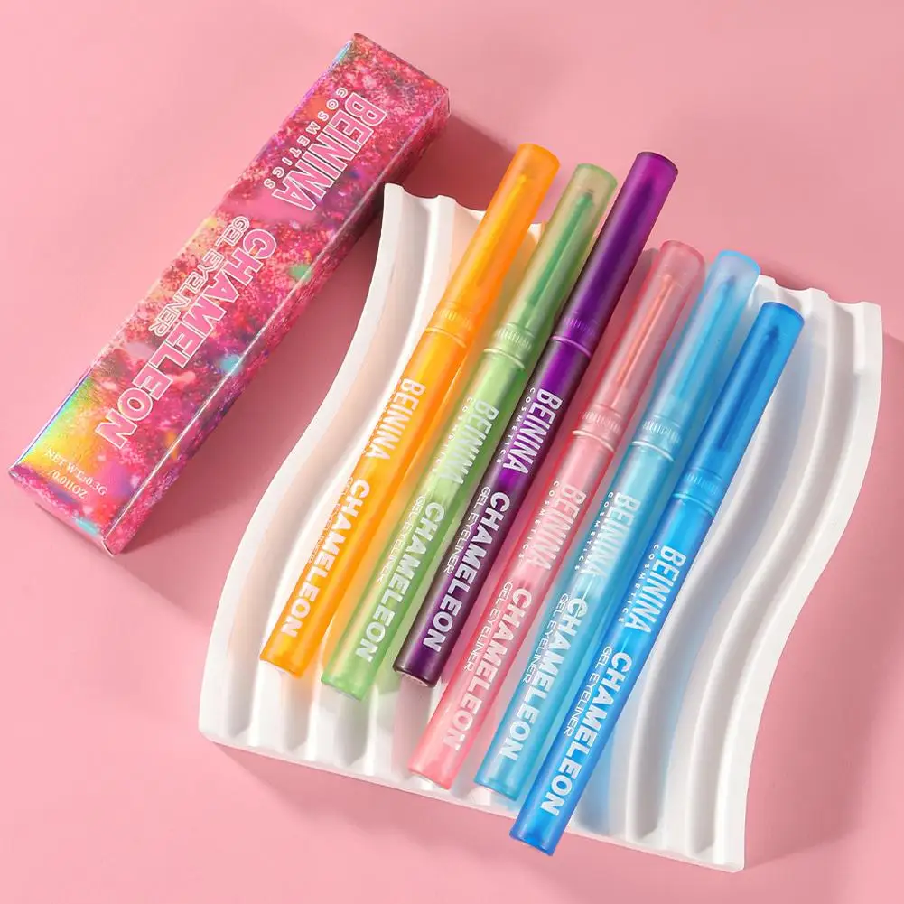 Glänzender Chamäleon-Flüssig-Eyeliner, Blau-Violetter Multi-Chrome Metallic Shift Eyeliner Wasserfester Glitzer-Eyeliner für Verschiedene Augen-Looks